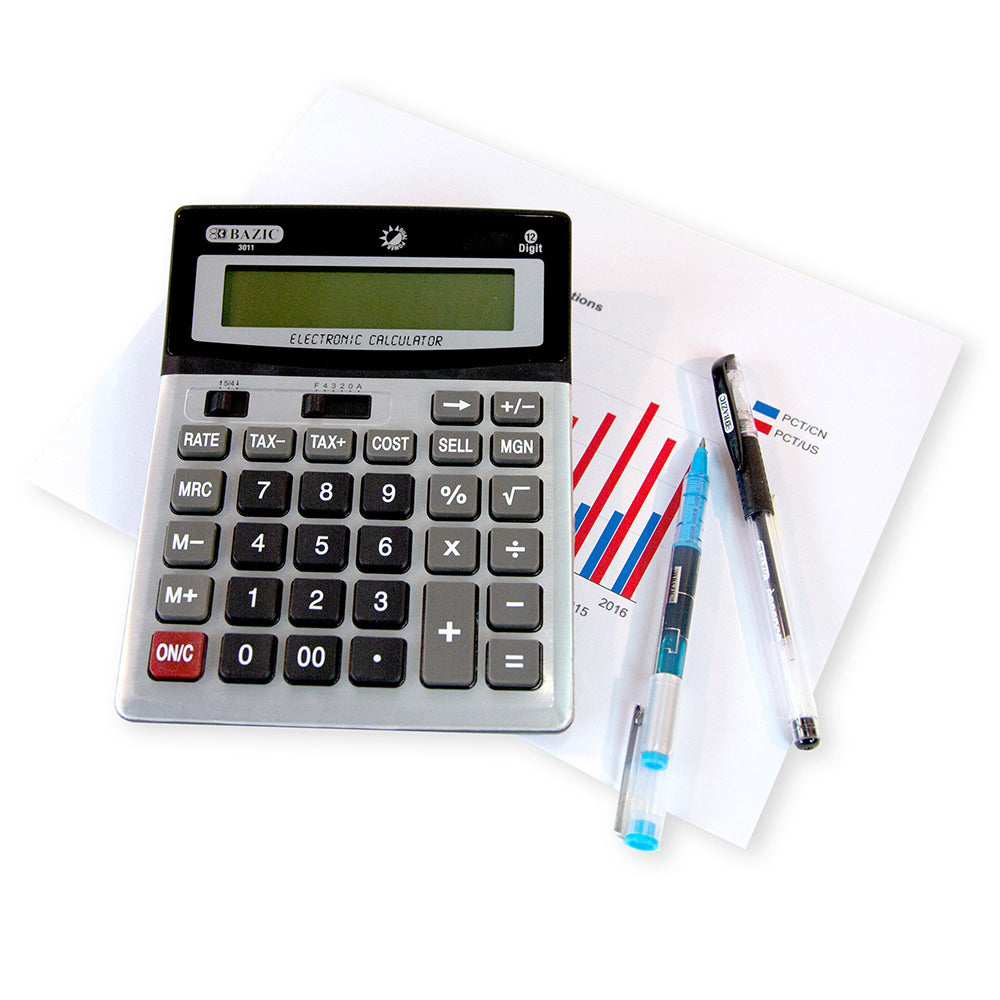 12-Digit Desktop Calculator w/ Profit Calculation &amp; Tax Functions