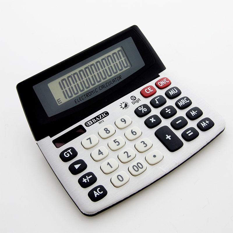 12-Digit Dual Power Desktop Calculator w/ Adjustable Display